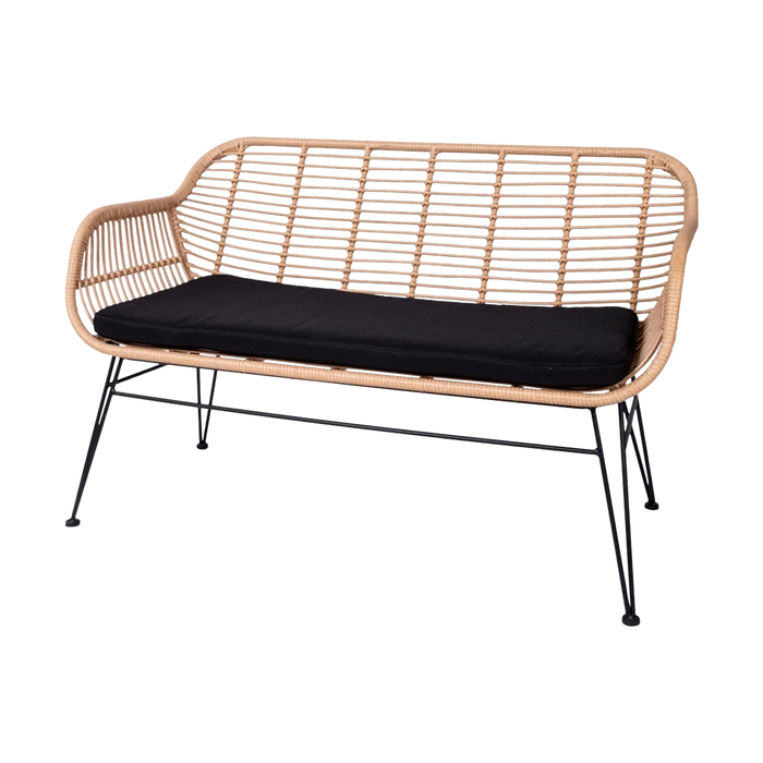 Artichok Madelein rotan tuinbank naturel - met zitkussen