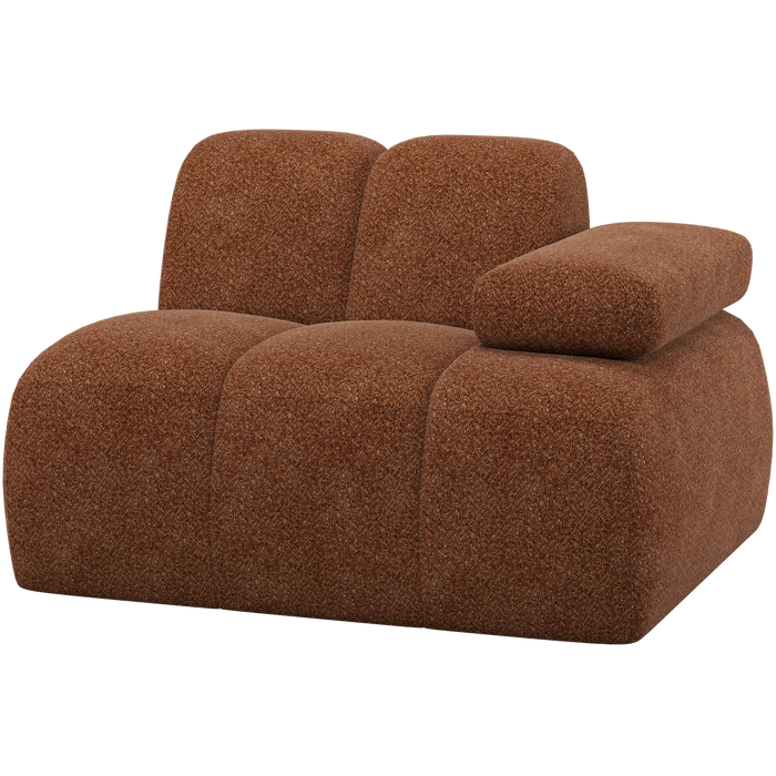 WOOOD Mojo 1-Zits Element Bank Arm Rechts - Wollig - Roestbruin