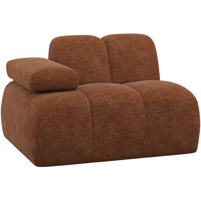 WOOOD Mojo 1-Zits Element Bank Arm Links - Wollig - Roestbruin