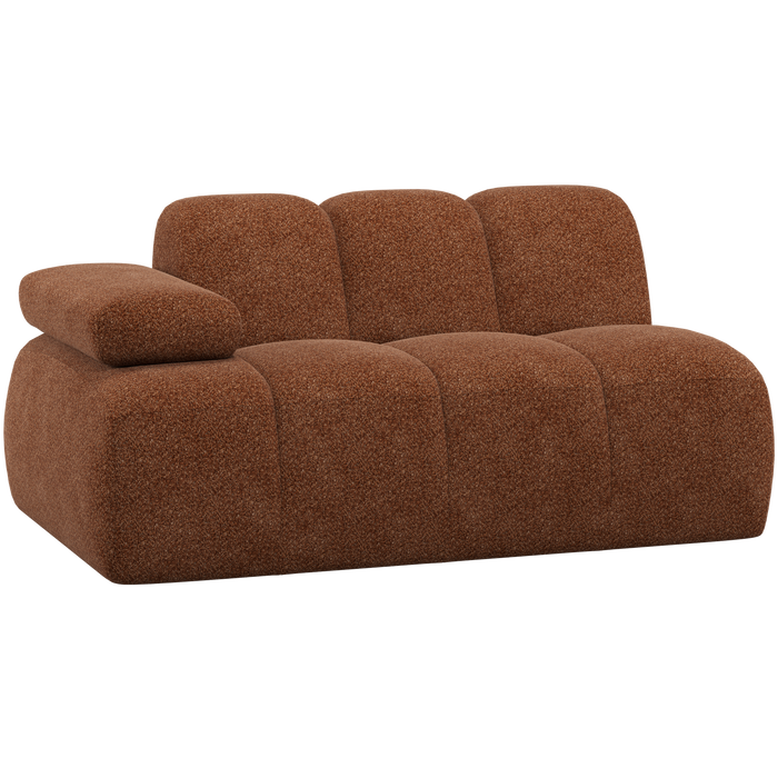 WOOOD Mojo 1,5-Zits Element Bank Arm Links - Wollig - Roestbruin