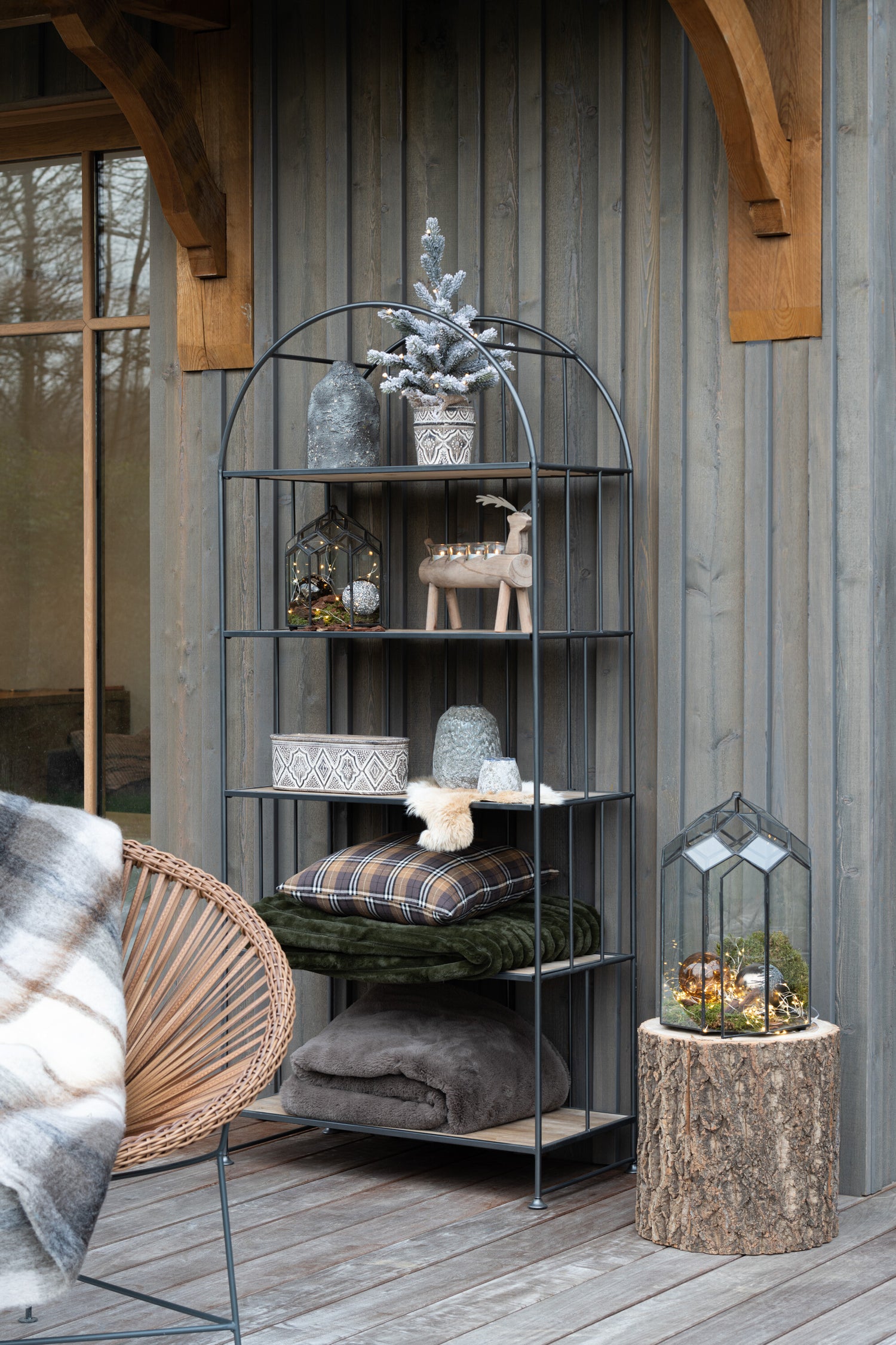 J-Line terrarium - glas|metaal - zwart - medium - Ø 25 cm