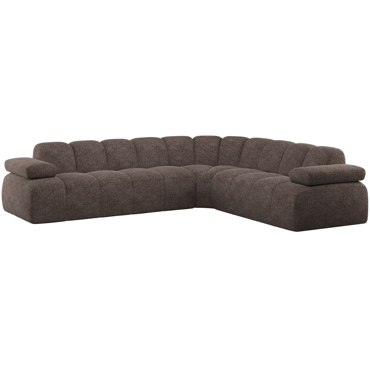 WOOOD Mojo Hoekbank Rechts - Wollig - Bruin -74x310x230