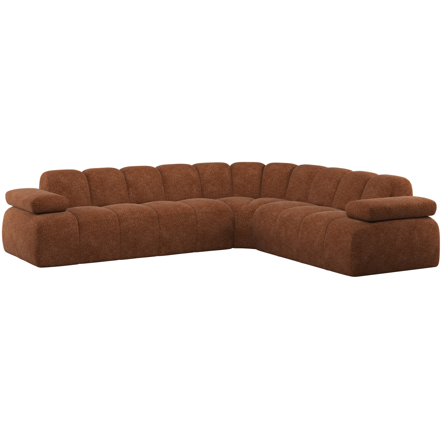 WOOOD Mojo Hoekbank Rechts - Wollig - Roestbruin - 74x310x230