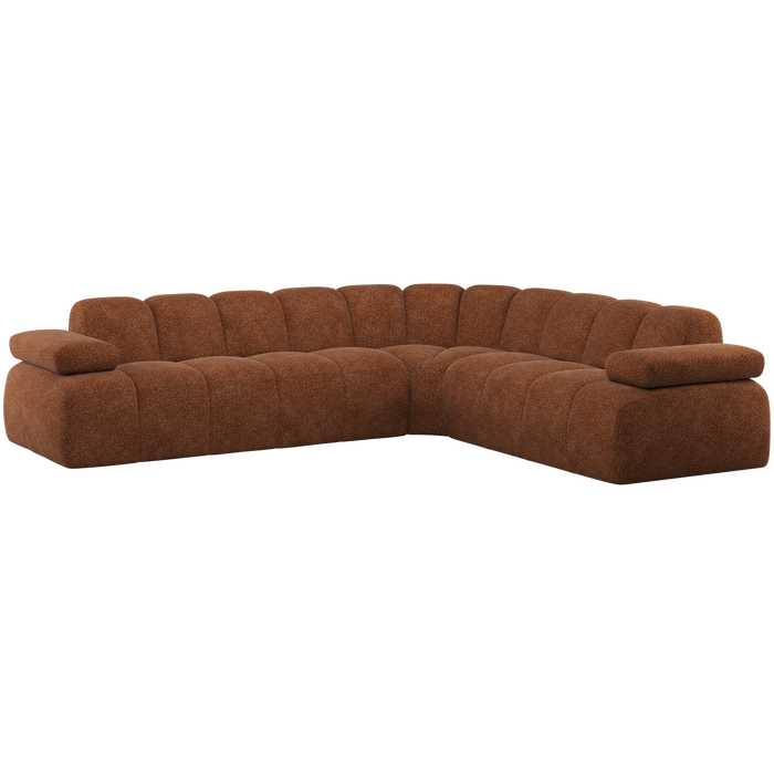 WOOOD Mojo Hoekbank Rechts - Wollig - Roestbruin - 74x310x230