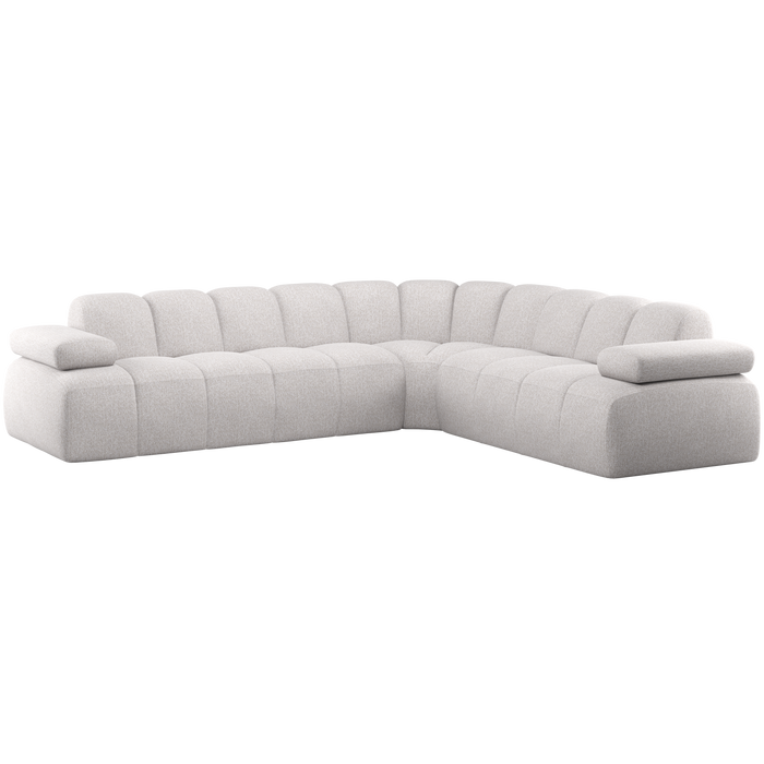 WOOOD Mojo Hoekbank Rechts - Bouclé - Ecru Melange - 74x310x230