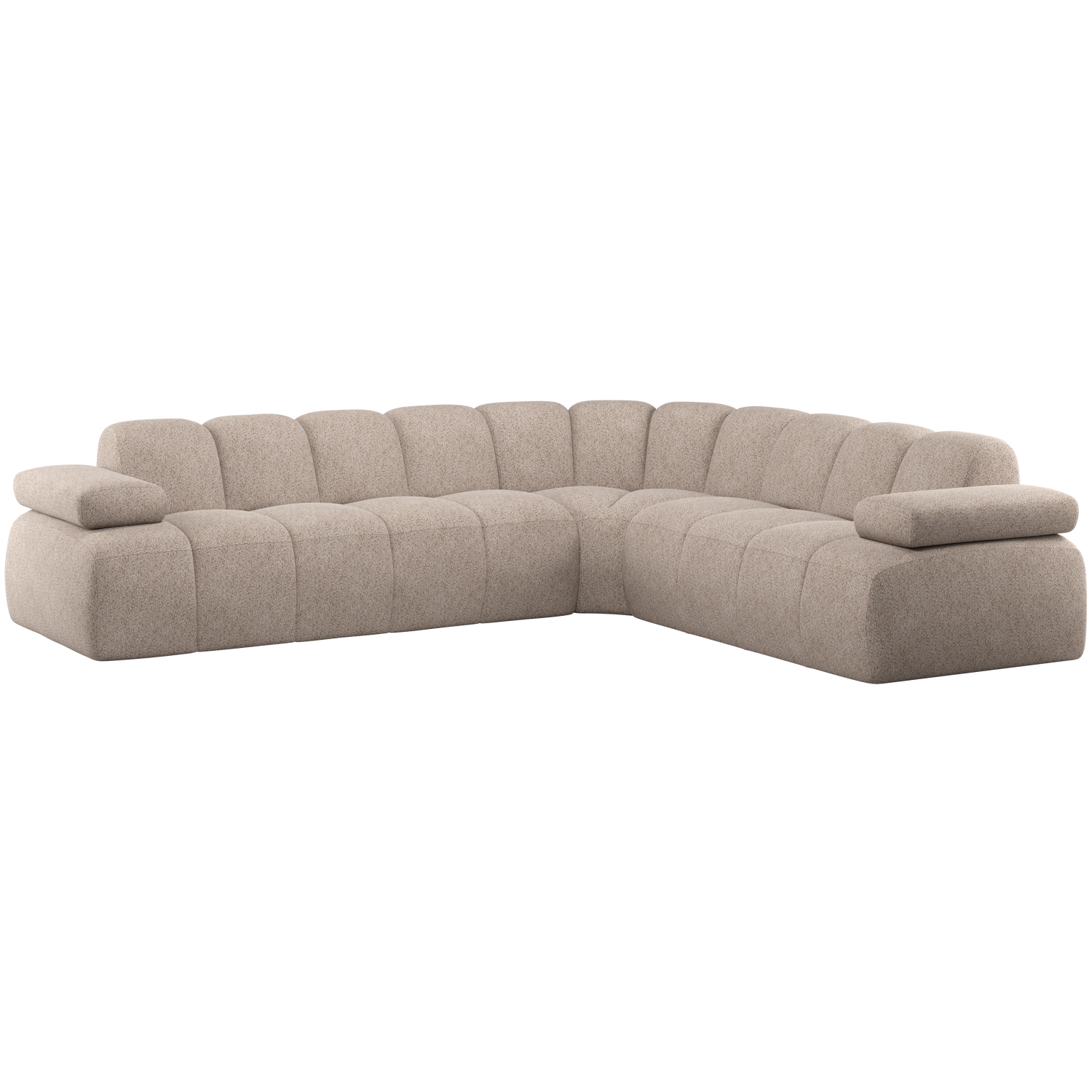 WOOOD Mojo Hoekbank Rechts - Wollig - Donkerzand - 74x310x230