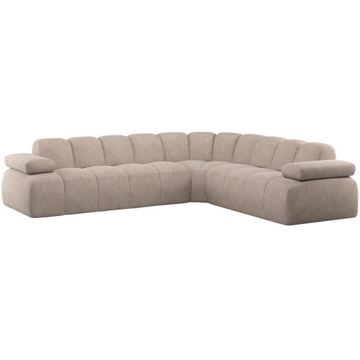 WOOOD Mojo Hoekbank Rechts - Wollig - Donkerzand - 74x310x230