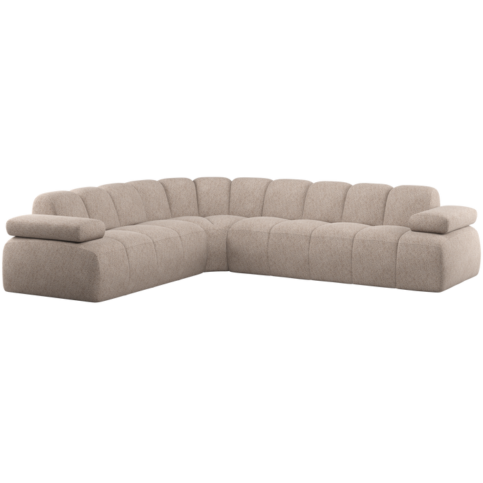 WOOOD Mojo Hoekbank Links - Wollig - Donkerzand - 74x310x230