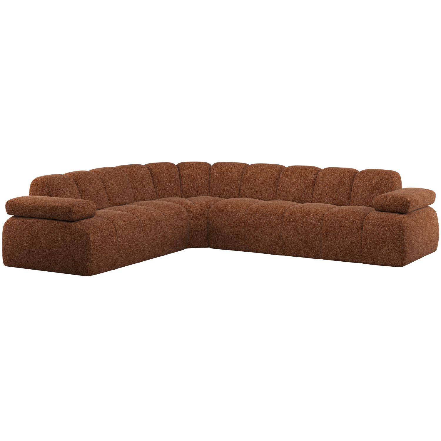 WOOOD Mojo Hoekbank Links - Wollig - Roestbruin - 74x310x230