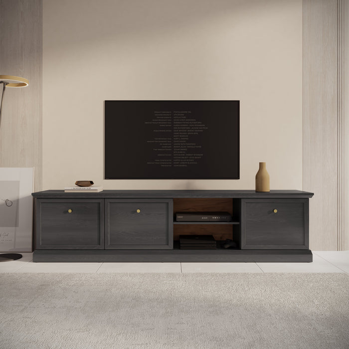 Meubella - TV-Meubel Leroy - Zwart eiken - 206 cm