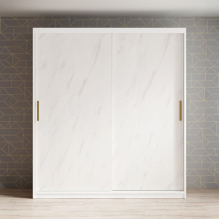 Meubella - Kledingkast Marmer - Wit - 180 cm