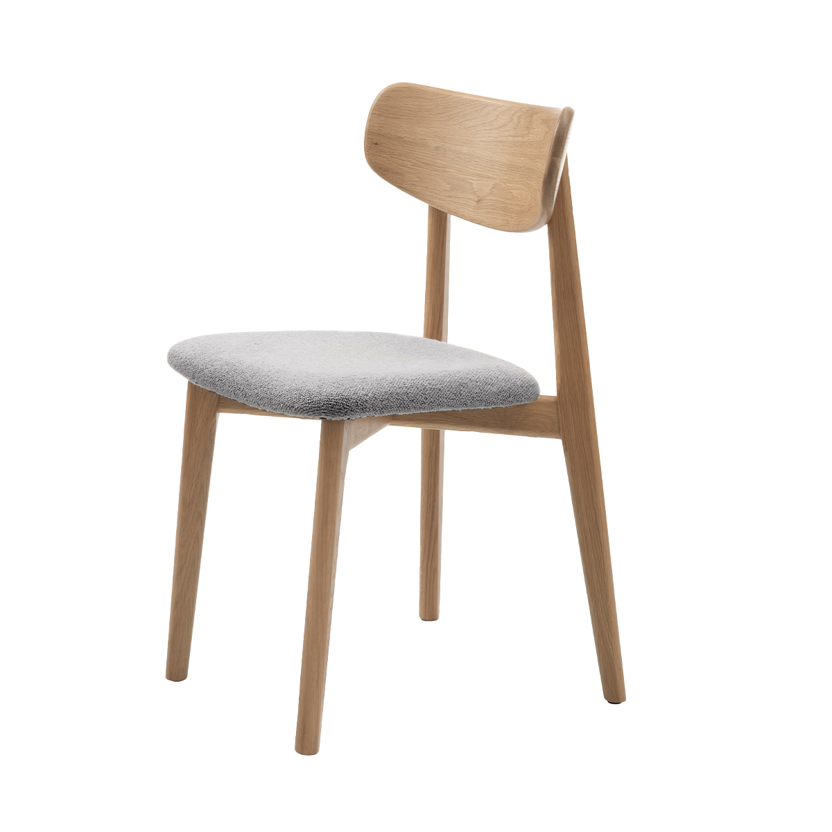 Olivine Eline Eikenhouten Eetkamerstoel Naturel - Bouclé Grijs