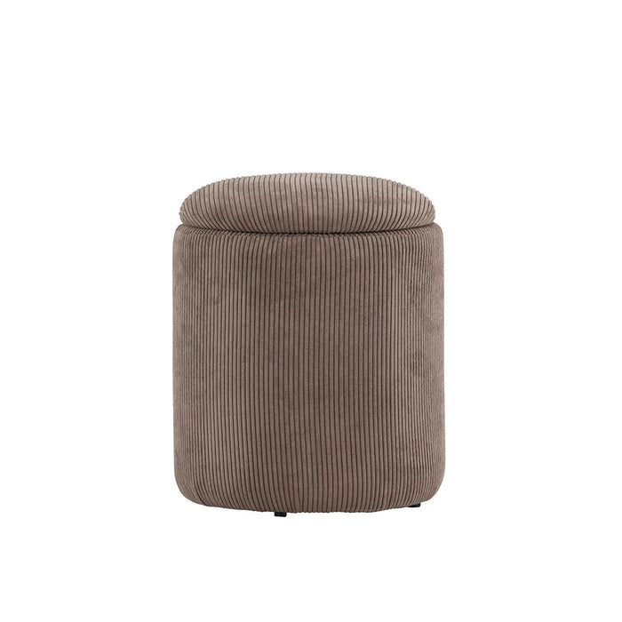 Nest living Ilja Ronde Ribstof Poef met Opbergruimte Ø 32 cm - Bruin