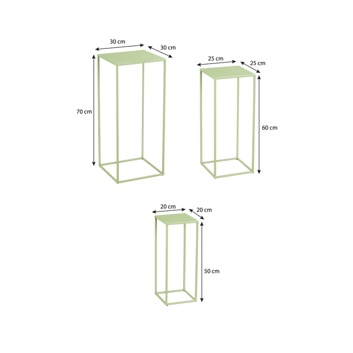 Mica Decorations Quinty Bijzettafel - Set van 3 - H70 cm - Lichtgroen