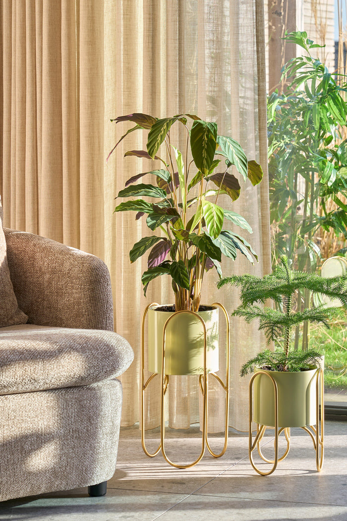 Mica Decorations Donau Bloempot op Standaard - Set van 2 - Metaal