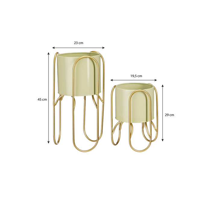 Mica Decorations Donau Bloempot op Standaard - Set van 2 - Metaal