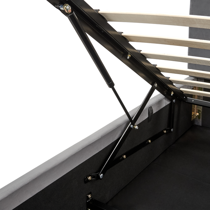 Beliani-BOUSSE-Tweepersoons boxspring-Donkergrijs-180 x 200 cm-Fluweel