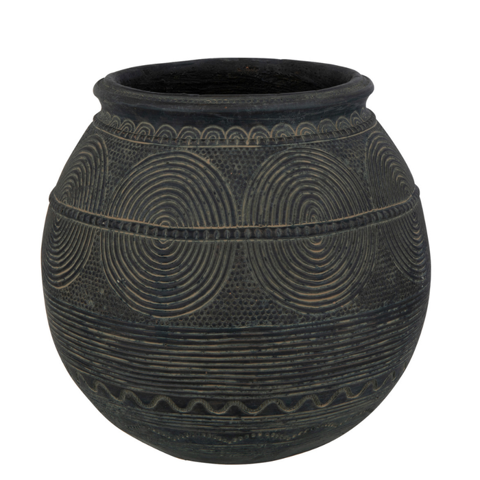 J-Line vaas Kruik Cirkel - cement - zwart|bruin - small - 27