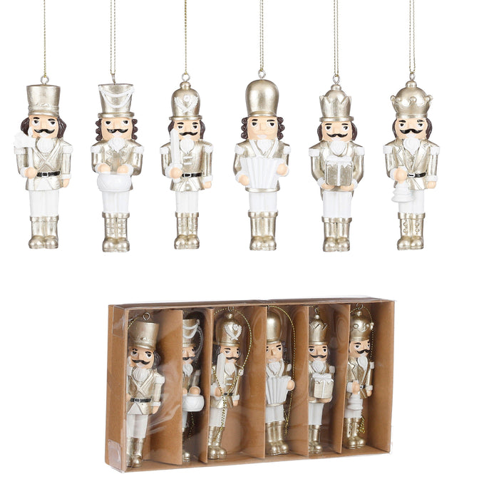 Mica Decorations Kerst Ornament Notenkraker - Set 6 stuks - Goud