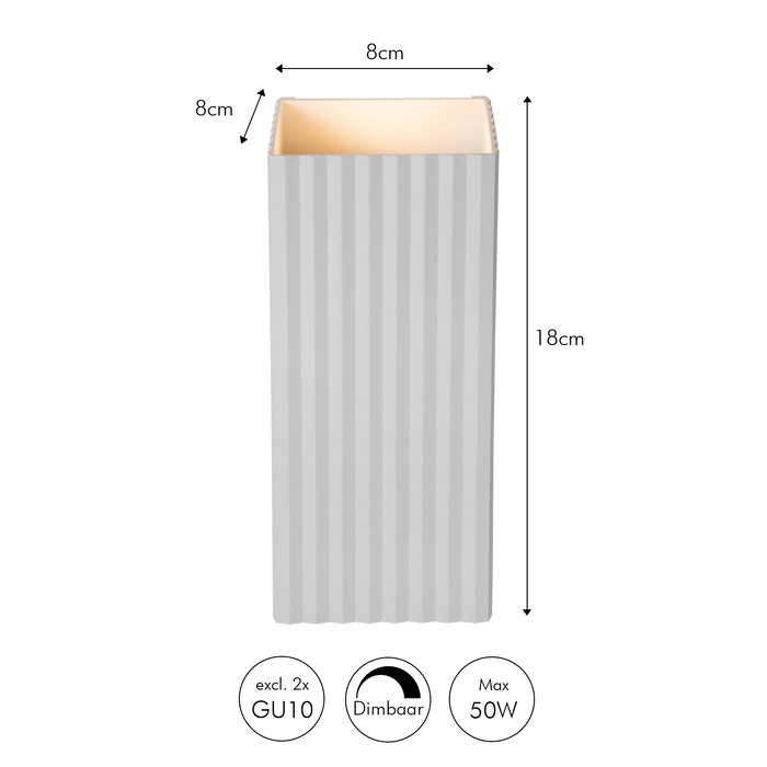 Atmooz Wandlamp Ribble - Wit Rechthoekig - Muurverlichting