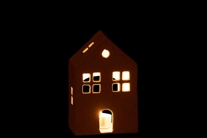 J-Line theelichthouder Huis - aluminium - wit