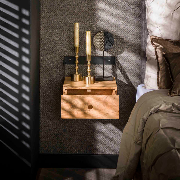 Giga Meubel - Nachtkastje Vierkant - Naturel Acaciahout - Set Van 2