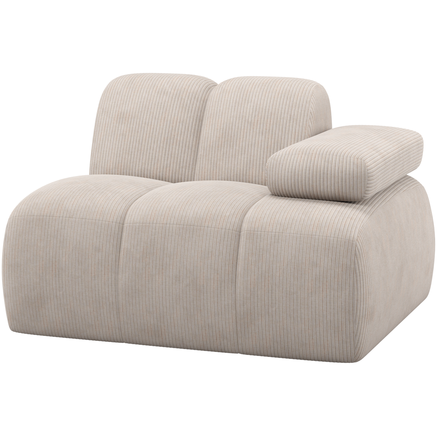 WOOOD Mojo 1-Zits Element Bank Arm Rechts - Ribstof - Ecru