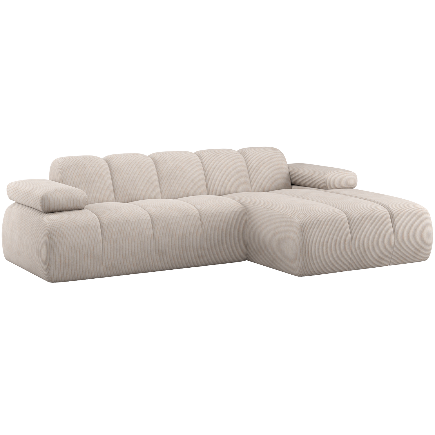 WOOOD Mojo Chaise Longue Bank Rechts - Ribstof - Ecru