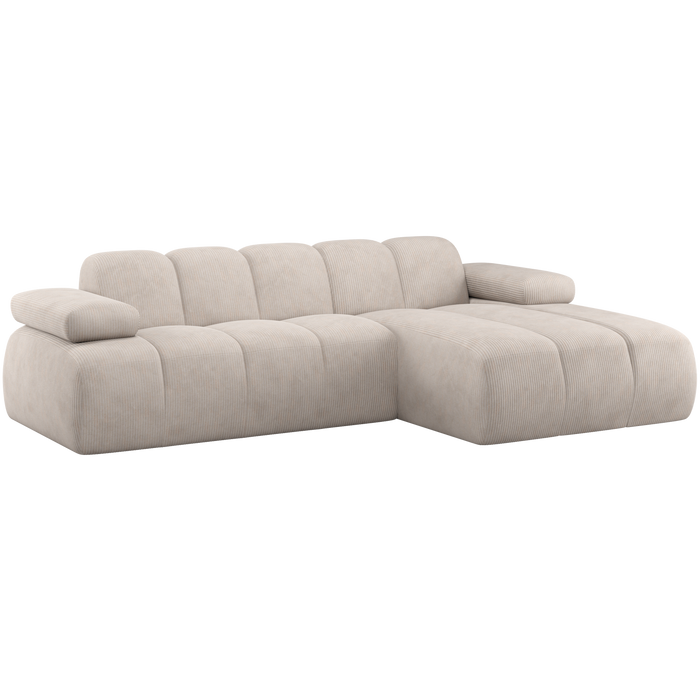 WOOOD Mojo Chaise Longue Bank Rechts - Ribstof - Ecru