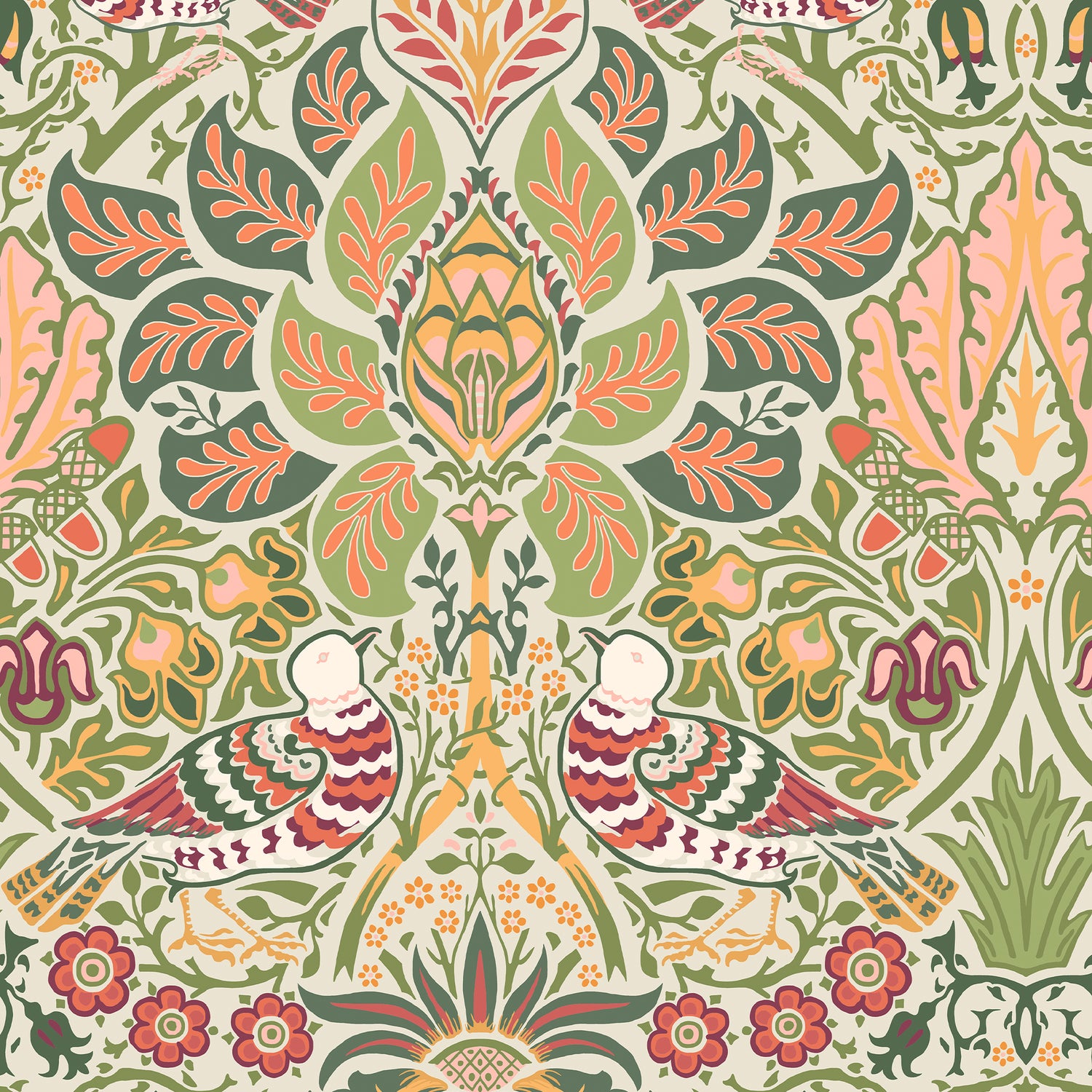 William Morris at Home Vliesbehang - Dove & Rose Olive - 1000x52