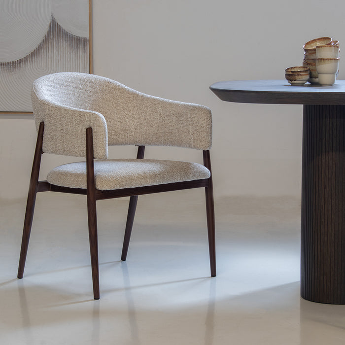 DÉJA Living - Eetkamerstoel Taupe|Walnoot - Dénia - Set van 2