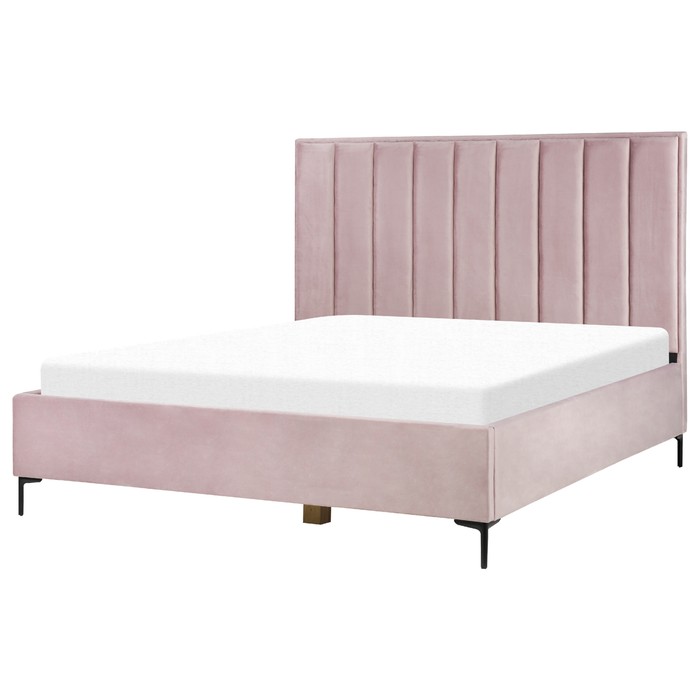 Beliani-SEZANNE -Bed met opbergruimte-Roze-180 x 200 cm-Fluweel