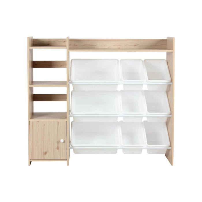 sweeek - Kinderopbergmeubel met 9 opbergbakken, 4 planken, 1 deur