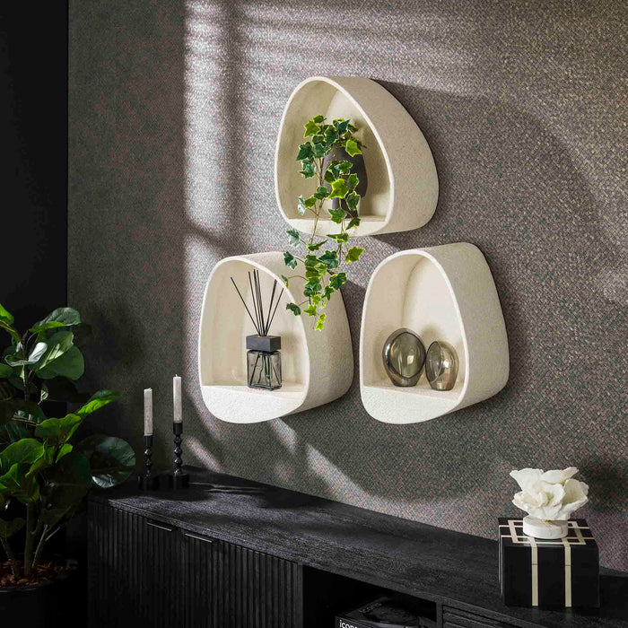 Giga Meubel - Wandrek Driehoek - Wit Marmer Composiet - 43x21x48cm