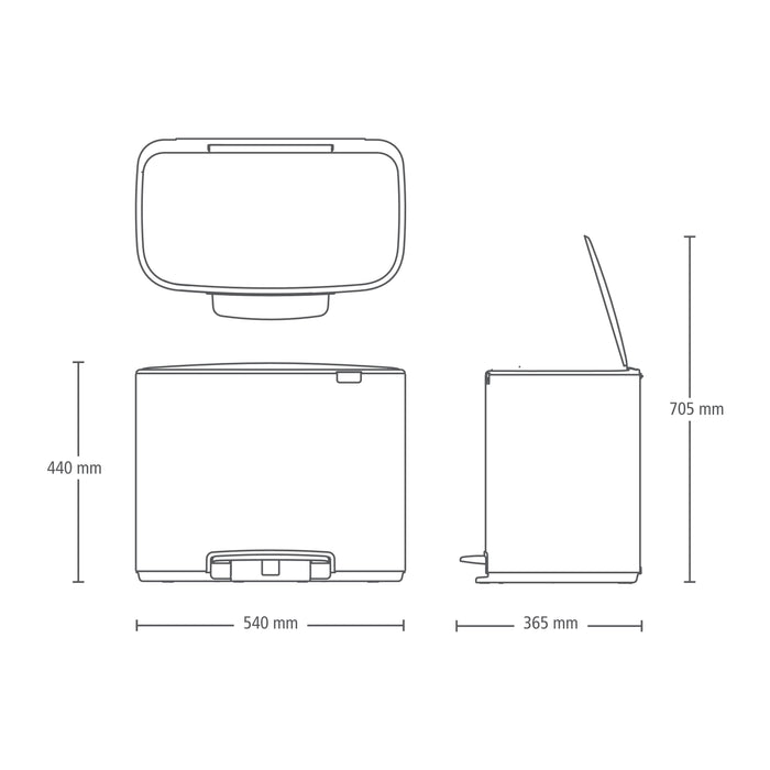 Brabantia Bo Pedaalemmer 3 x 11 L  - Wit