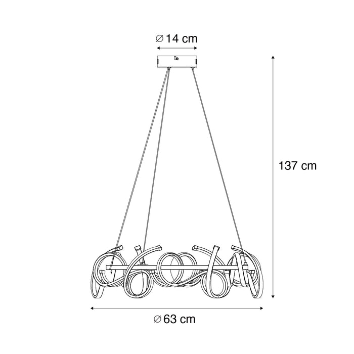 QAZQA Design hanglamp zwart rond 3-staps dimbaar - Krisscross