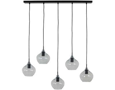 Light&living Hanglamp 5L 104x20x120 cm RAKEL mat zwart+helder