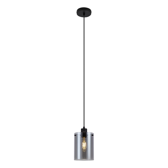 QAZQA Design hanglamp zwart met smoke glas - Domo