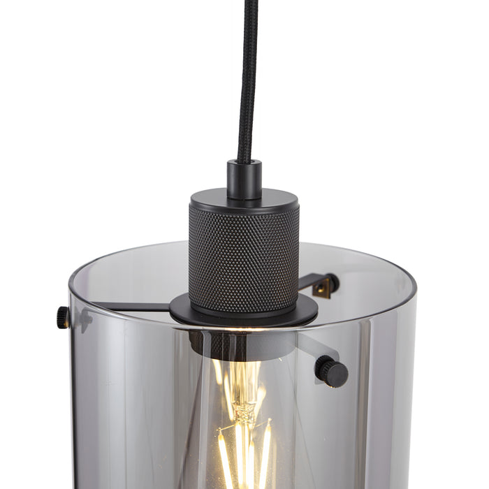 QAZQA Design hanglamp zwart met smoke glas - Domo