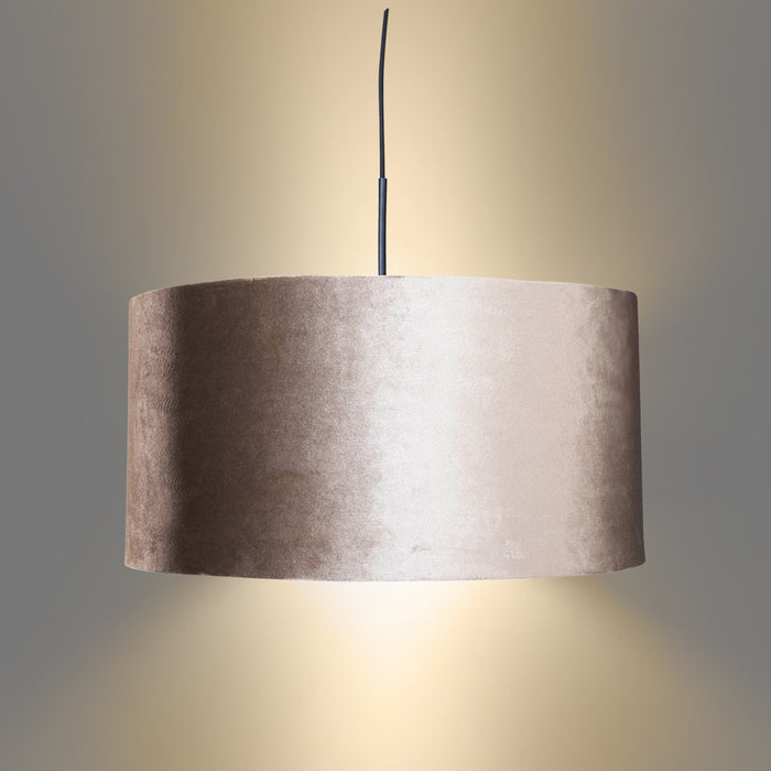 QAZQA Hanglamp zwart met velours kap taupe 50cm - Combi 1