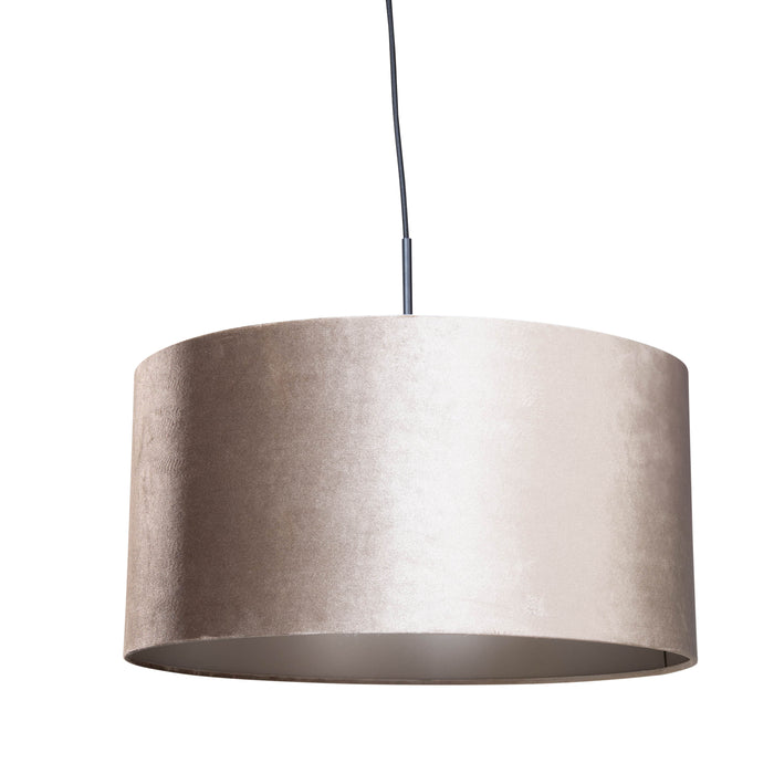 QAZQA Hanglamp zwart met velours kap taupe 50cm - Combi 1