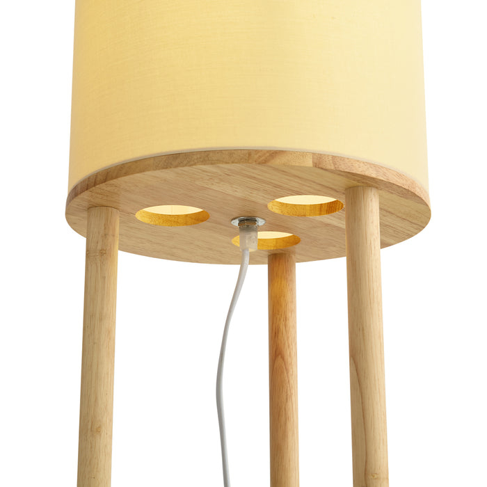 QAZQA Moderne vloerlamp hout met beige kap - Stojon