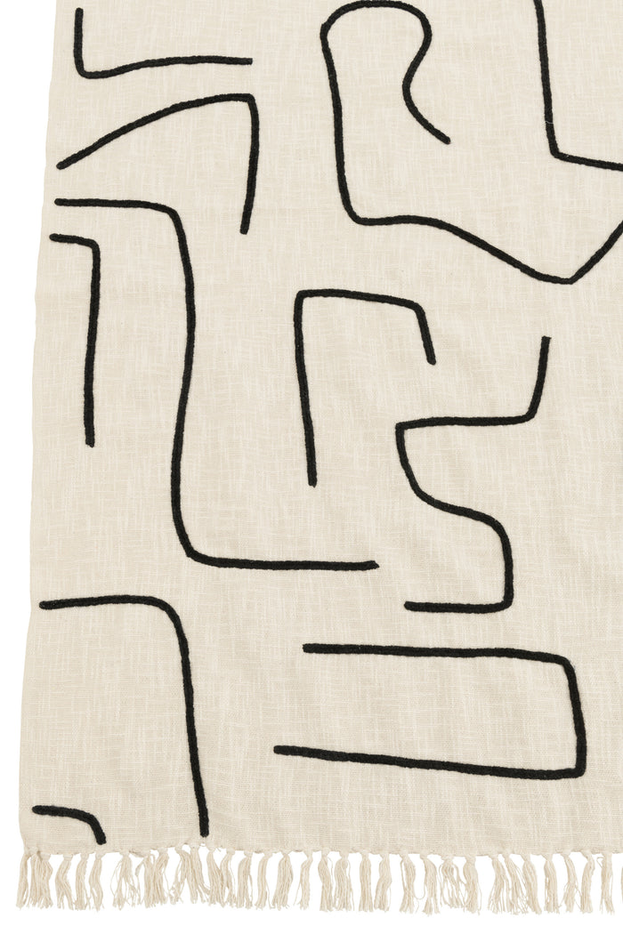 J-Line plaid Strepen|Bogen - katoen - wit|zwart - 180 x 130