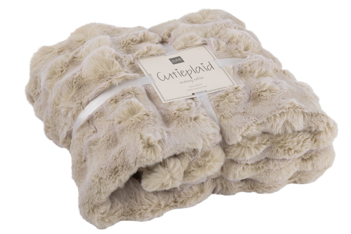 J-Line plaid Wave - polyester - ivoor - 180 x 130 cm