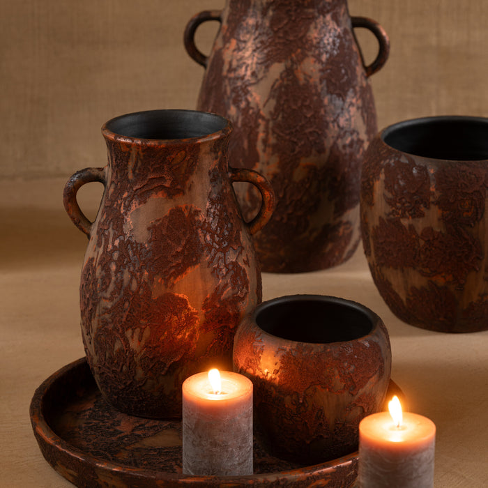 J-Line bloempot Round Terra - keramiek - bruin - large - Ø 24 cm