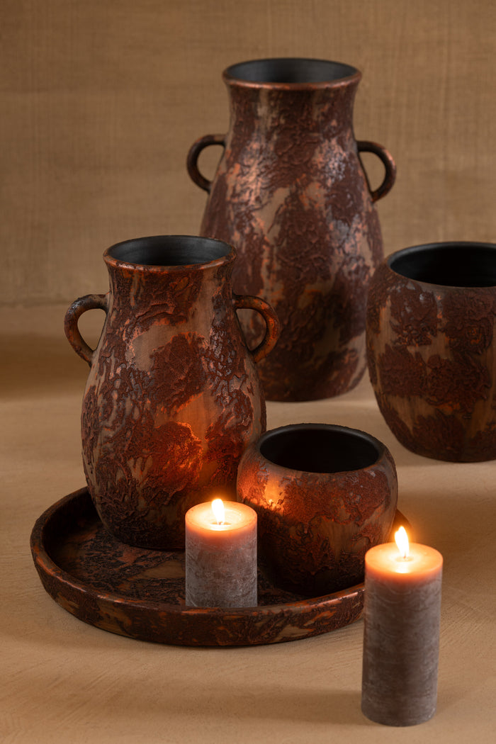 J-Line bloempot Round Terra - keramiek - bruin - large - Ø 24 cm