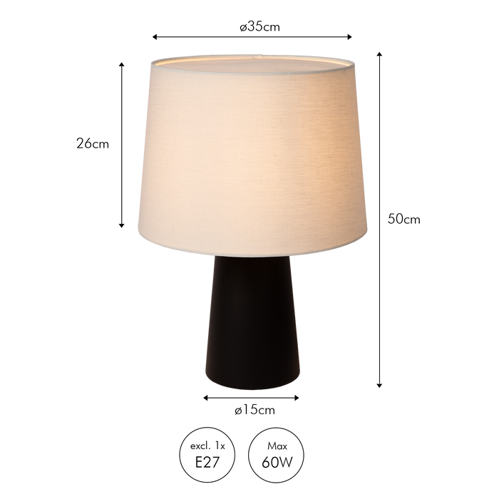 Atmooz Tafellamp Frieda - Zwart & Wit - Ø 35 cm - Dimbaar