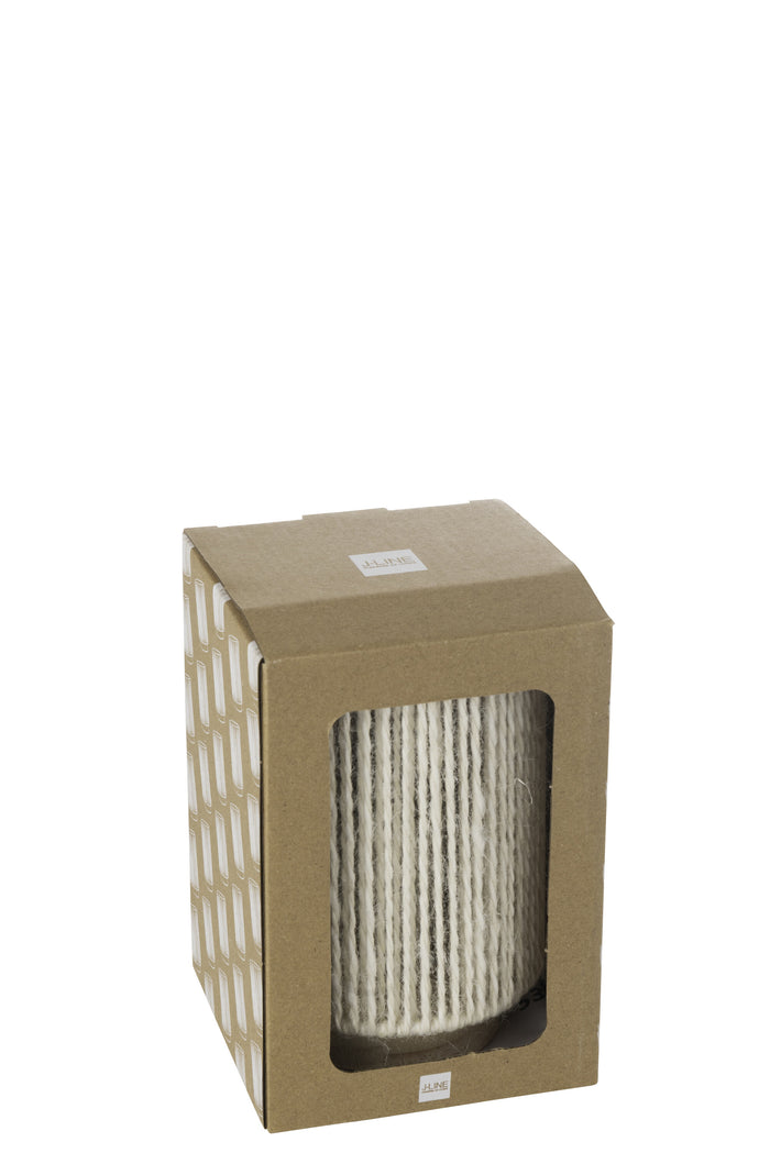 J-Line lamp Cilinder - metaal|katoen - naturel - small - LED lichtjes