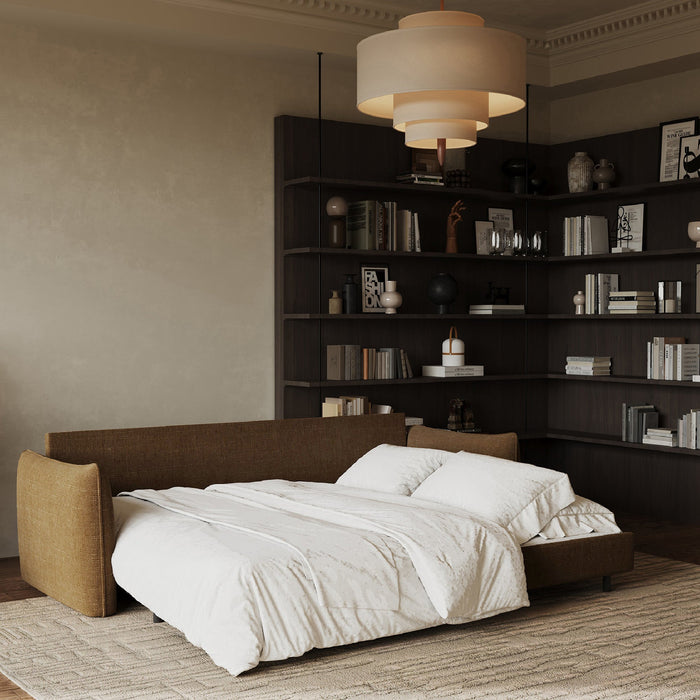 3-zits slaapbank in hazelnoot stof 213cm