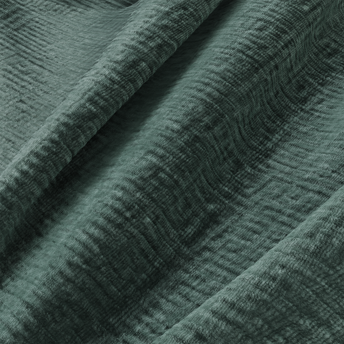 Rechterhoekbank, 4-zits, smaragdgroen fluweel met patroon, 266 cm